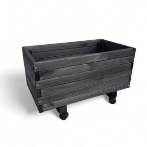 Plantekasse på hjul 60 x 34 x 32 cm - Sort træ