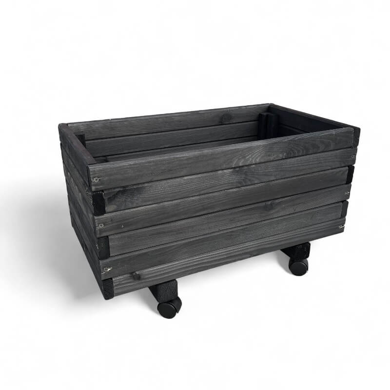 Plantekasse på hjul 60 x 34 x 32 cm - Sort træ