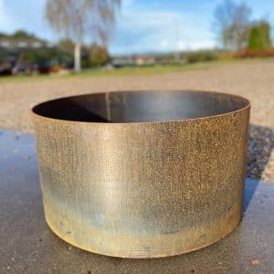 Rund plantekasse på hjul Ø95, 3mm cortenstål-50 cm